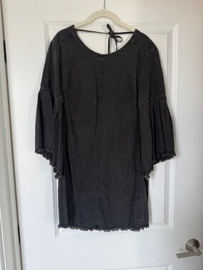 We The Free Washed Black Mini Dress with Bell Sleeves